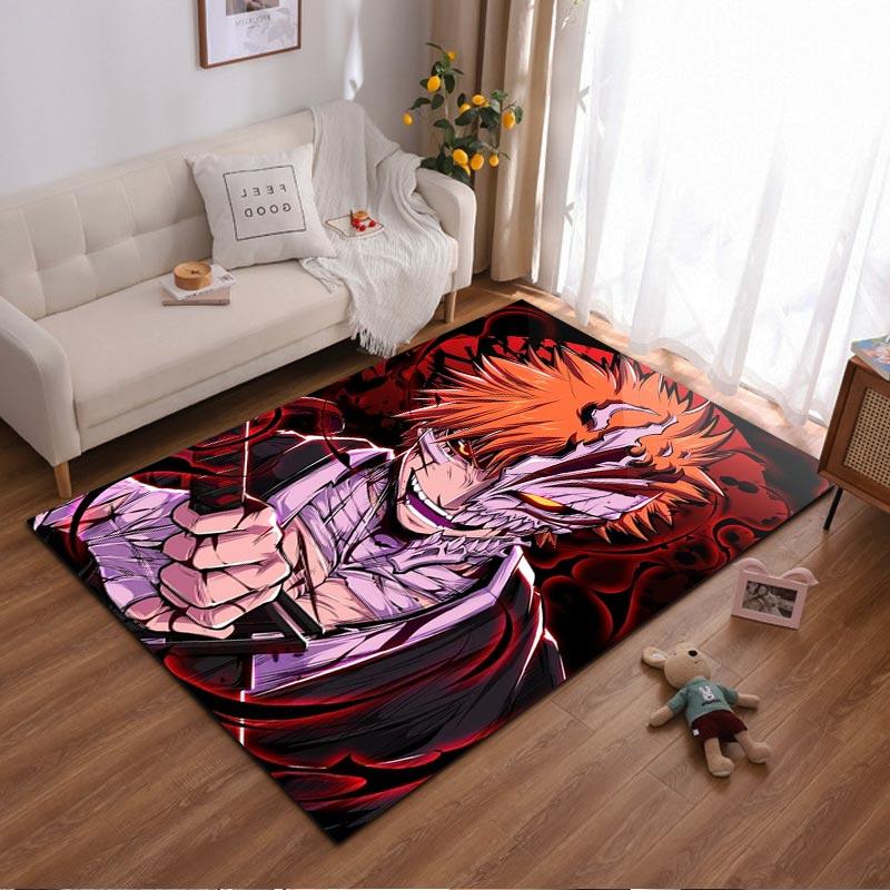 Anime-Inspired Carpet with Fiery Character Design Red Art Style Suitable for use as an anti-slip for living room bedroom sofas