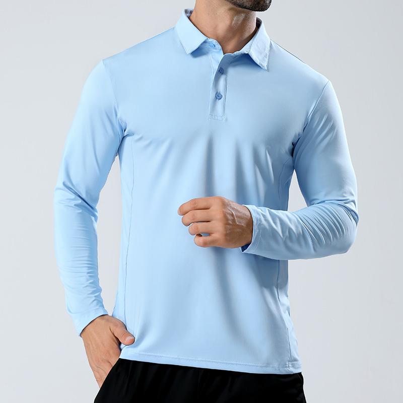 Sports Long Sleeved T-shirt Polo Shirt for Men In Spring, Quick Drying, Breathable, High Elasticity Sportswear, Tight Fitting Collar Polo Shirt