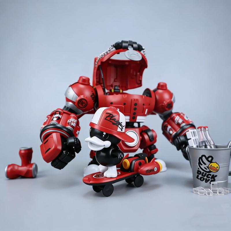 B.Duck Hiphop Duck 21cm Mecha Model Kit Coke Theme Anime Action Figure With Water Decals Easy Assembly Toy Desktop Ornament Gift