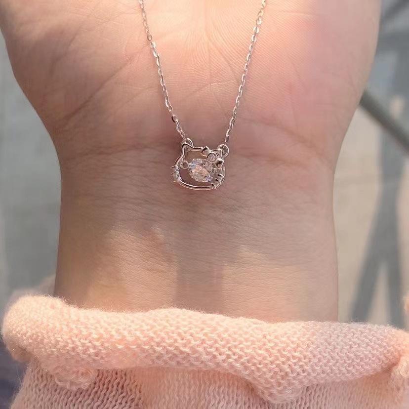 Kitty Cat Necklace Female Niche Design Beating Heart Clavicle Chain