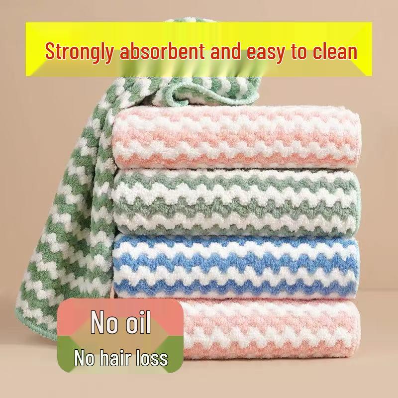 Cationic Coral Fleece Dishcloth Scouring Pad - Thick, Absorbent Kitchen Cleaning Cloth