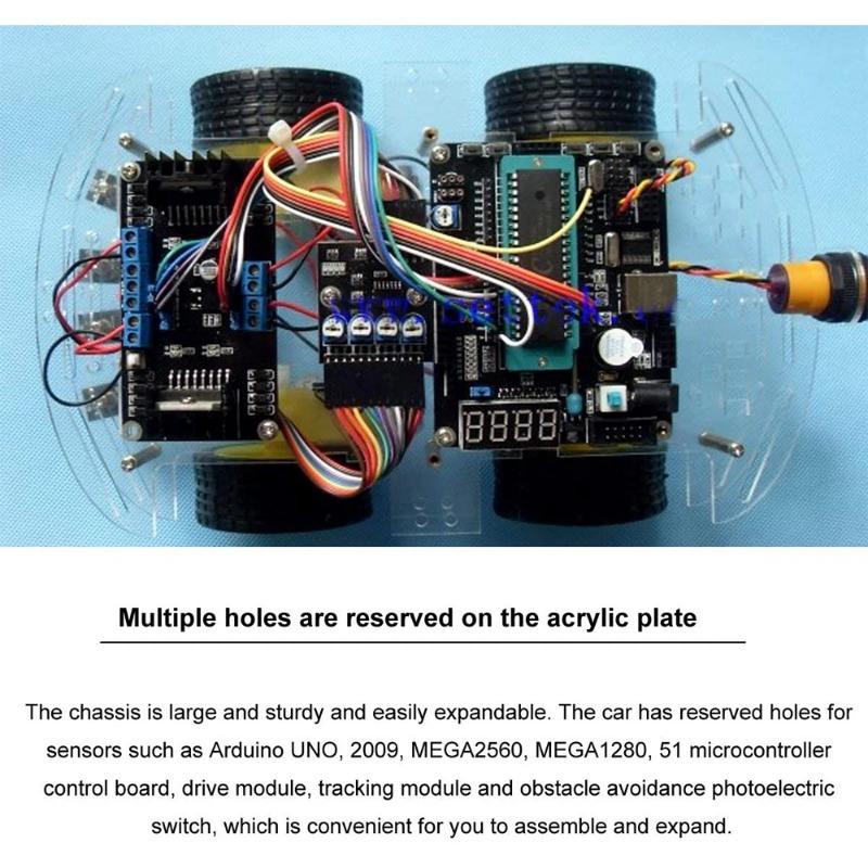 Smart Robot Car Kit Acrylic Double 4WD DIY Smart Robot Car Chassis Kit for Handcraft