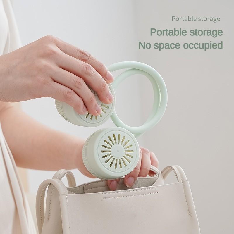 USB  Rechargeable Travel Camping Cooling Fan Portable Electric Neck Hanging Fan Foldable Outdoor Small Fan