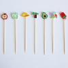 100PCS Disposable Cocktails Picks, Natural Bamboo Stick, with Beach Fruits Palm Trees Decoration, Fruit Picks for Parties And Picnic Plating