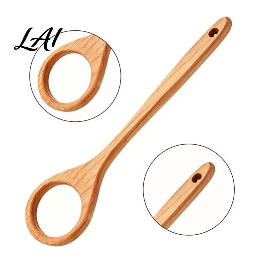 Home Baking Accessory 12 Inch Wooden Danish Dough Whisk Long Handle Sourdough Whisk with Hollow Ring Non Slip Natural Wood Beater Mixer Bread