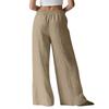 Women Loose Fit Straight Leg Casual Long Pants with Pockets Elastic Waist Lightweight Relaxed Trousers for Daily Wear