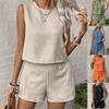 Women's Solid Color Simple Fashion Casual Sleeveless Top and Shorts Set