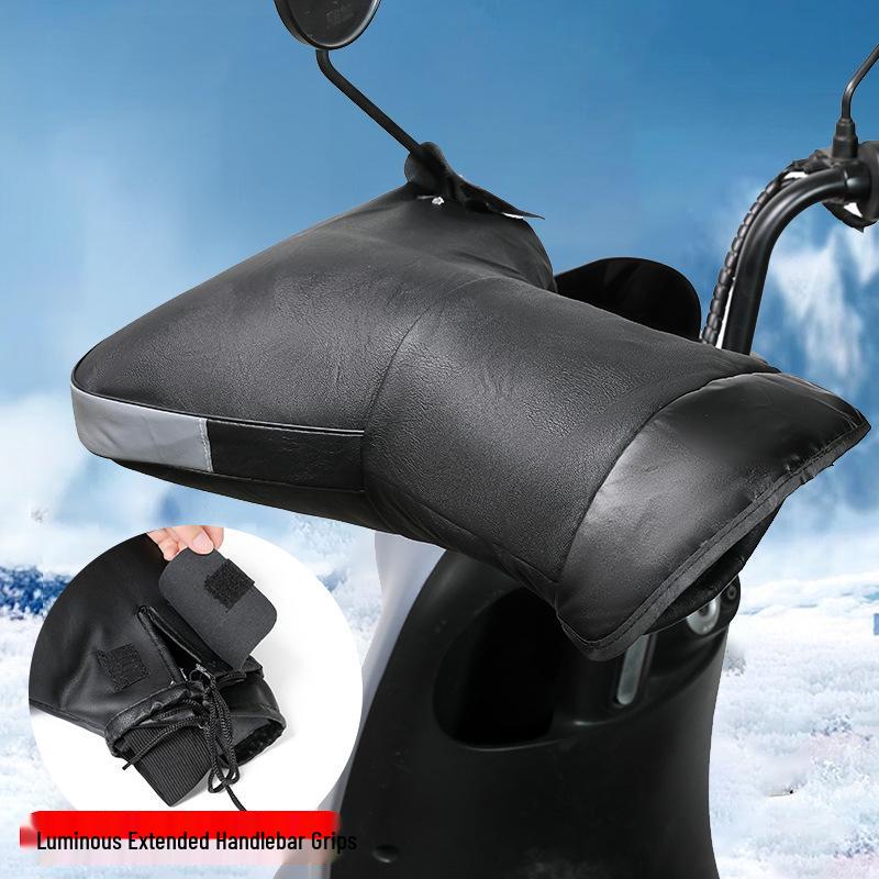Winter Warm Waterproof Electric Vehicle Handlebar Cover Gloves - Cold-Proof, Windproof, Thickened Handguards for Motorcycles and Tricycles