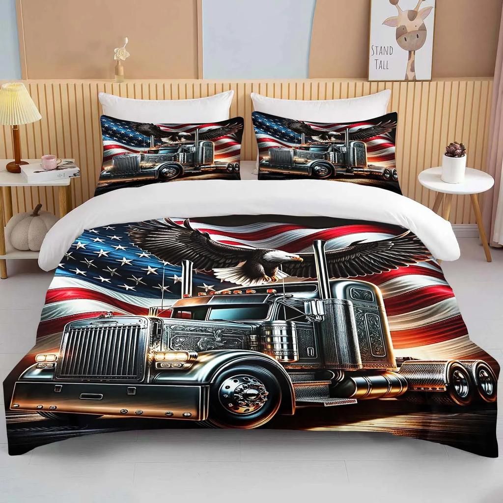 10 Sizes Great American Truck Eagle 3pcs Bedding Sets Duvet Set Comforter Bed Set Queen King Size Kids Boys Home Textiles Gift