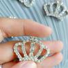 10Pcs 33*22MM Fashion Chic Silver Crystal Crown Buttons For Wedding Invitation Rhinestone Button For Decorate Craft