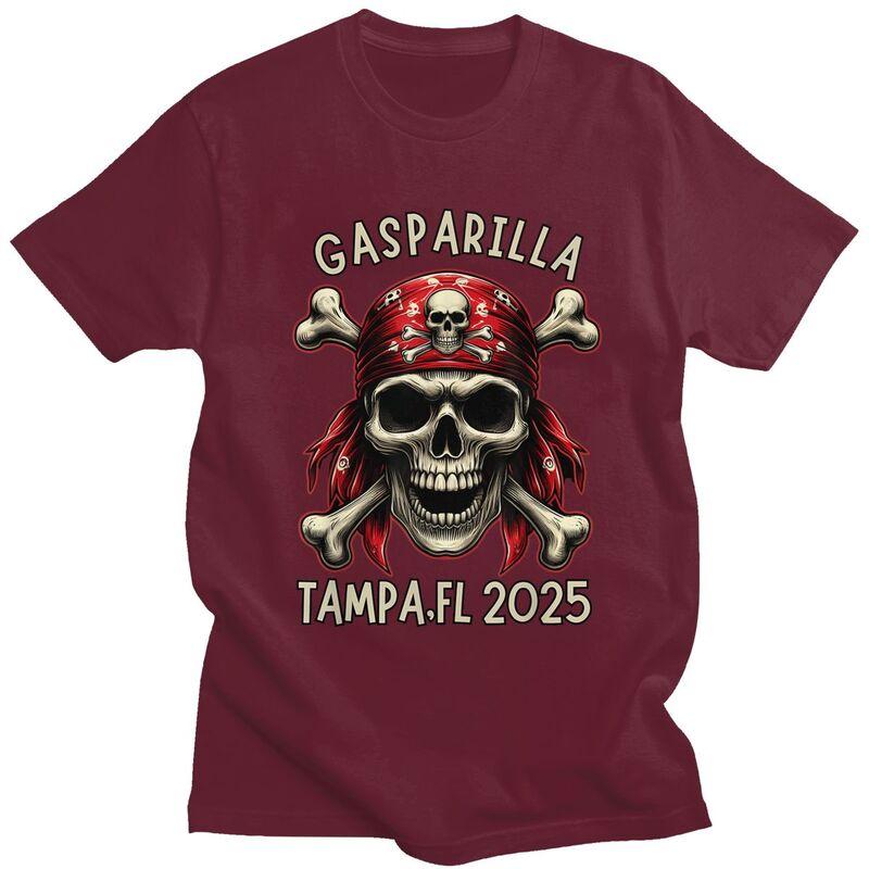 Custom Gasparilla 2025 Pirate Skull Cross T Shirts Men ShortSleeve Tshirts Streetwear Tee Pure Cotton Oversized Tshirts Gift