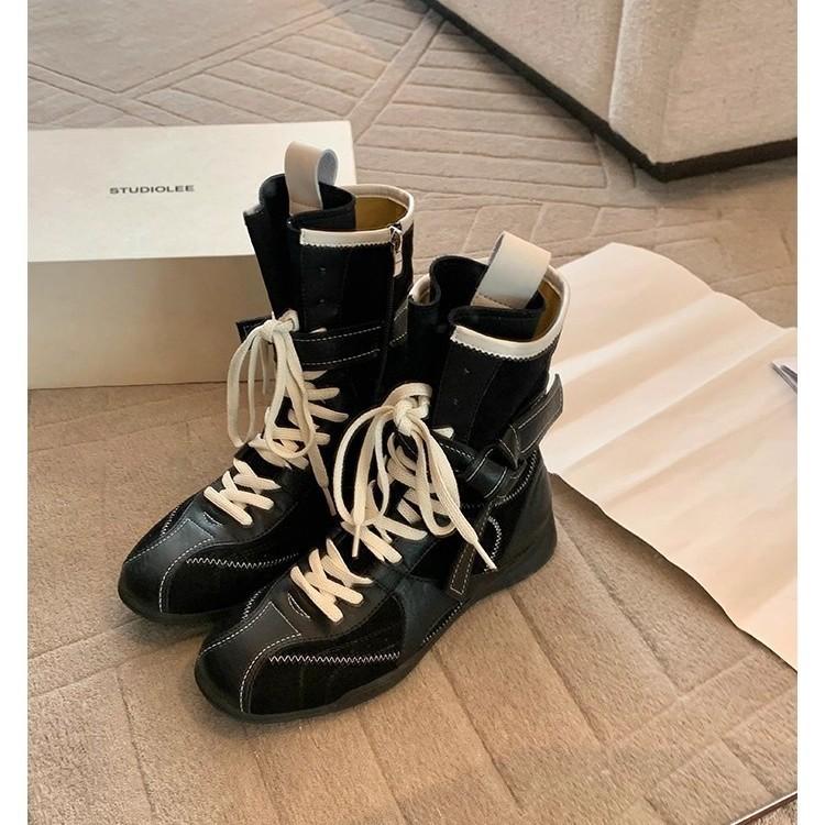 Grape Mother of the Same Style, Fashionable Retro Color Matching Versatile Straps, Side Zipper, Hunting Clothes, German Training Martin Boots, Women