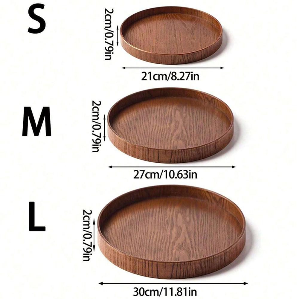 Round Wooden Serving Tray 21/27/30cm Wood Platte Decorative Tray for Coffee Home Table Breakfast Dinner Tea Food Tray