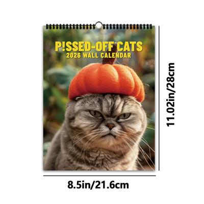 1pc 2026 Wall Calendar, Funny Cat Photo Calendar, 12 Months Monthly Plan, Perfect Gift for Birthday, Christmas and Cat Lovers