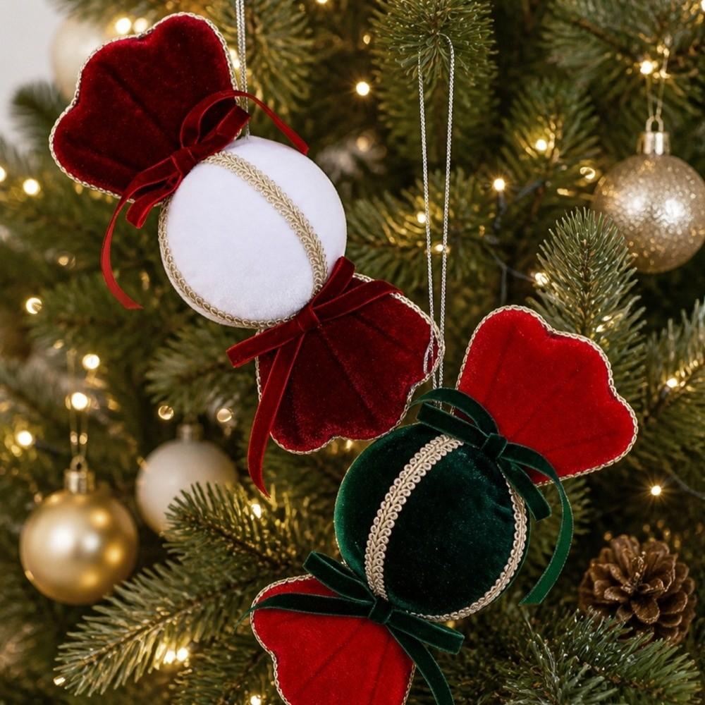 Soft Fabric Christmas Ball Decorations Decorative Xmas Candy Ornament Home Decor