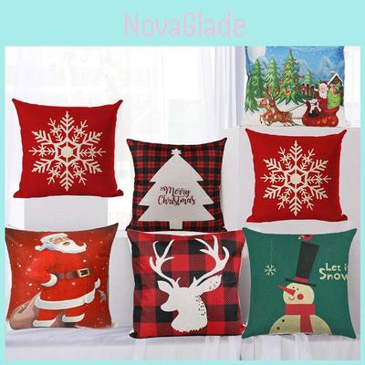 Luxuriöse Baumwoll-Leinen-Weihnachts-Kissenbezüge mit festlichem Schneemannmuster