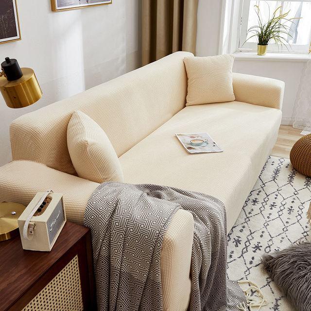 Sofa Cover Fully Wrapped Solid Color Elastic Sofa Cushion Thick Corn Fleece Four Seasons Universal Living Room Corner Cushion for Home