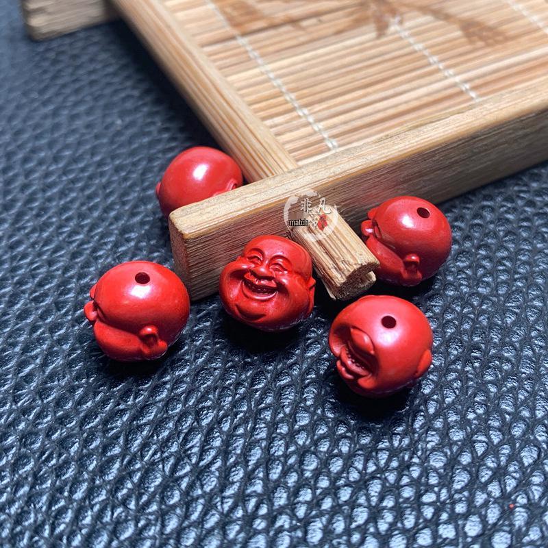 Cinnabar Laughing Buddha Head Bracelet Beads - Exquisite Versatile DIY Gift Accessory