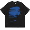 Harajuku 2024 Summer Men Washed Tshirt Black Streetwear Red Face Graphic Clothes Print Short Sleeve Top Cotton Loose Hipster Y2K