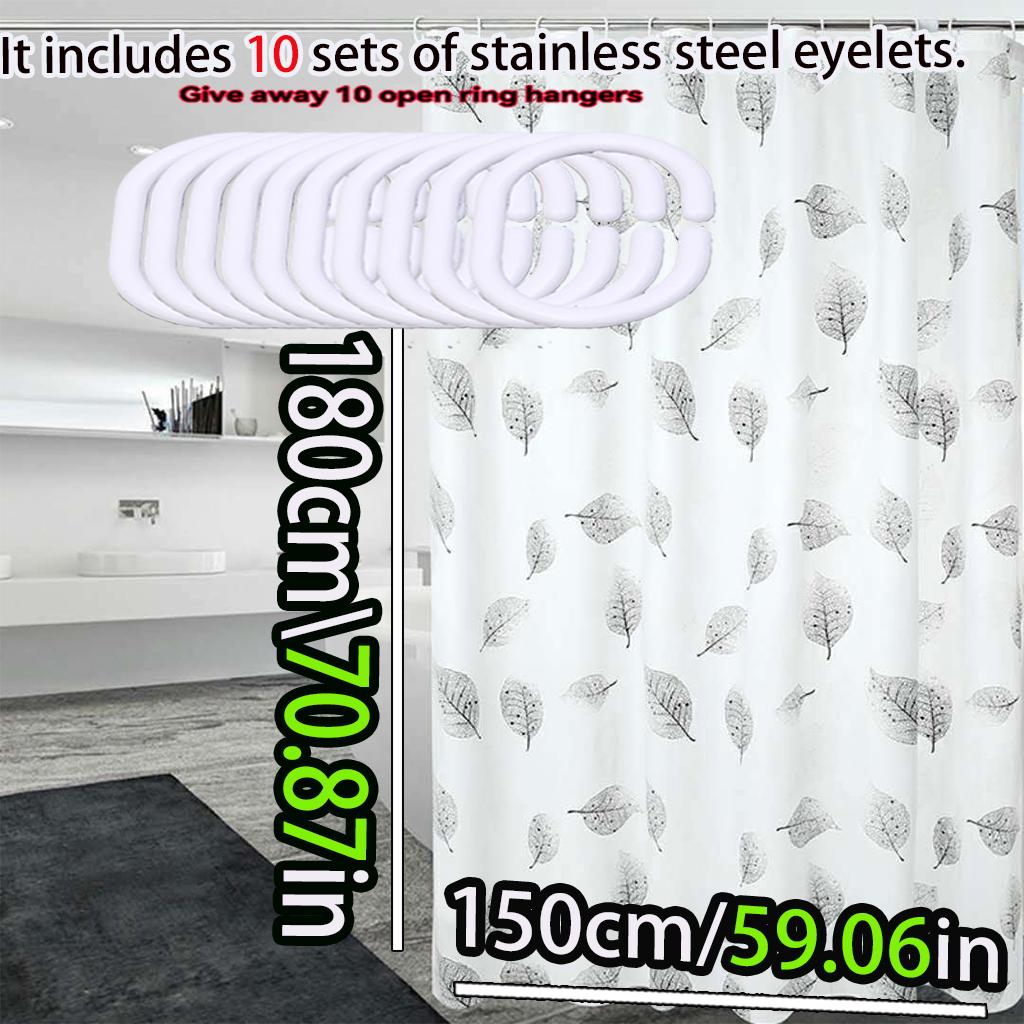 Simple air fresh leaves bathroom shower curtain shielding partition Shower curtain can be scrubbed light opaque