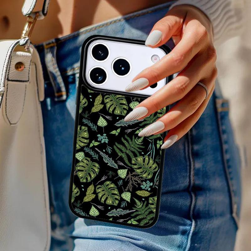 Monstera Flower Tropical Green Leaves Phone Case For iPhone 17 Air 14 15 13 12 Max Cover For Apple 16e 11 Pro Max Plus Coque