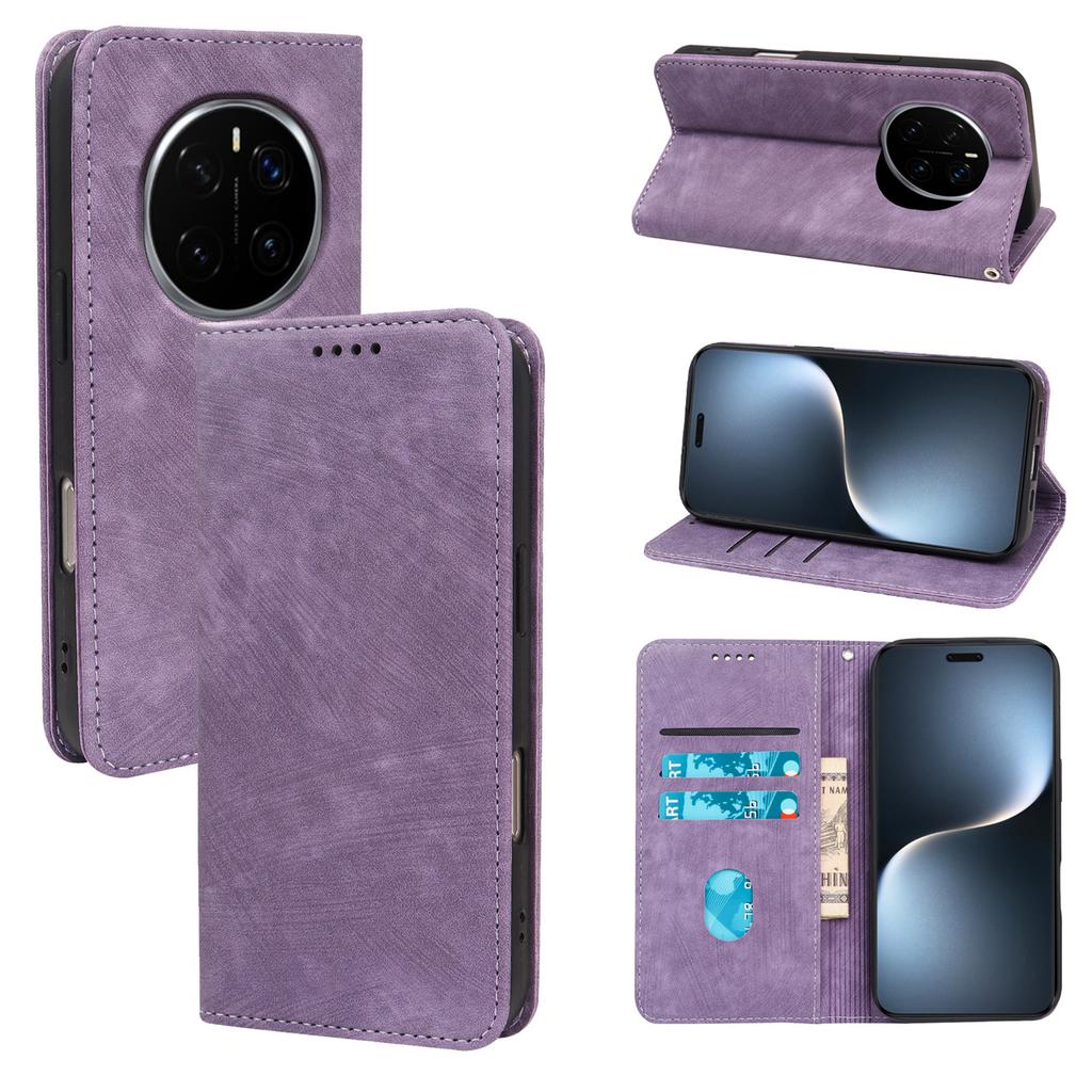 For Honor Magic7 Pro 5G Case Strong Magnetic Leather Wallet Phone Cover with Striped Texture