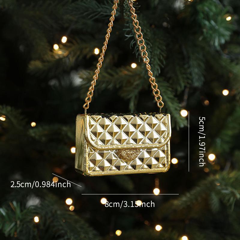 Golden Sticky Pink Christmas Tree Pendant Golden Snowman Gift Box Cartoon Pendant Reindeer Decorations Christmas Tree Accessory