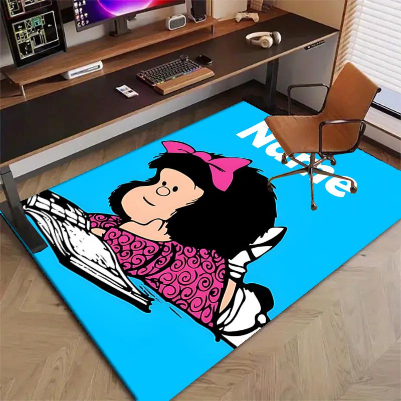 Custom Mafalda Mat Personalized Name, Polyester Washable Indoor Entryway Rug, Gift for Christmas, Easter, Thanksgiving Day