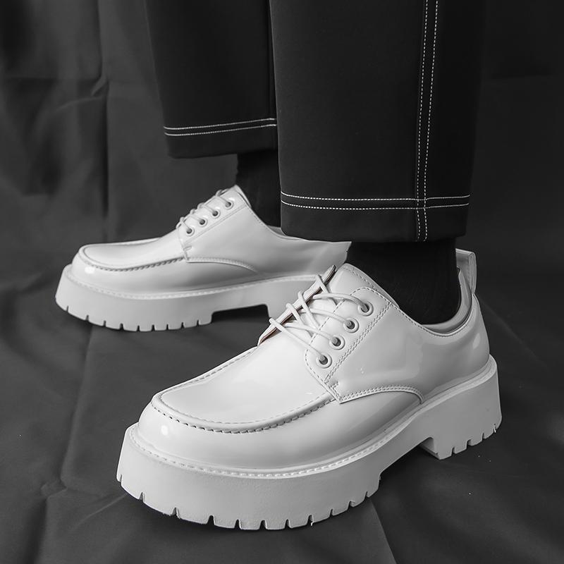 Fashion Lacquer Leather Men's Shoes Trendy Thick Bottom Comfortable Style Leisure Party Business Office Classic Plus Size Shoes
