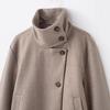 Women's Stand Collar Asymmetric Button Cropped Coat Solid Color Turn Cuff Patch Pockets Loose Fit Casual Outerwear