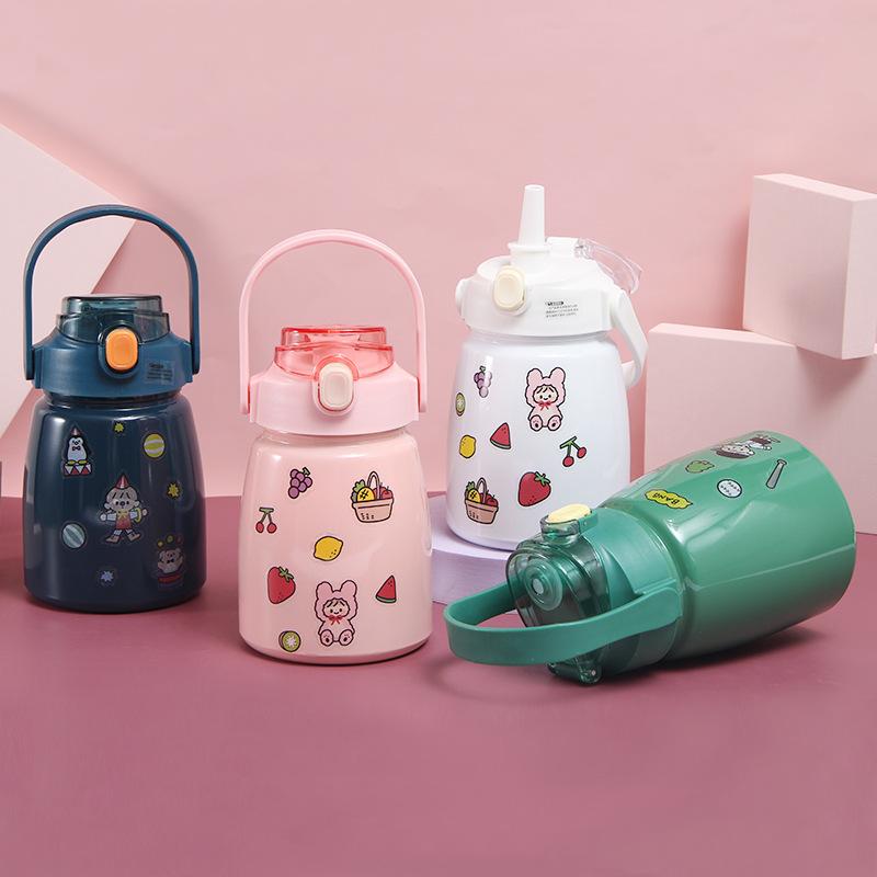 High-value Online Celebrity Pot-bellied Mug Lightweight To Carry Cartoon Gift Student Water Cup Large-capacity Bouncing Straw Childrens Pot