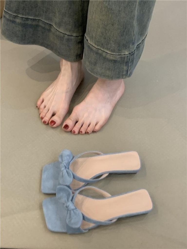 Cool slippers women's new with skirt bow open-toed beach sandals