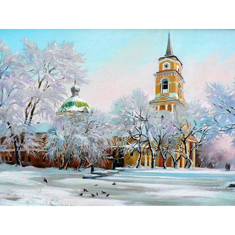 Pictură cu diamant 5D DIY Lake Full Drill Broderie cu diamante Poză din copac cu strasuri Peisaj Cucitură Decor de perete