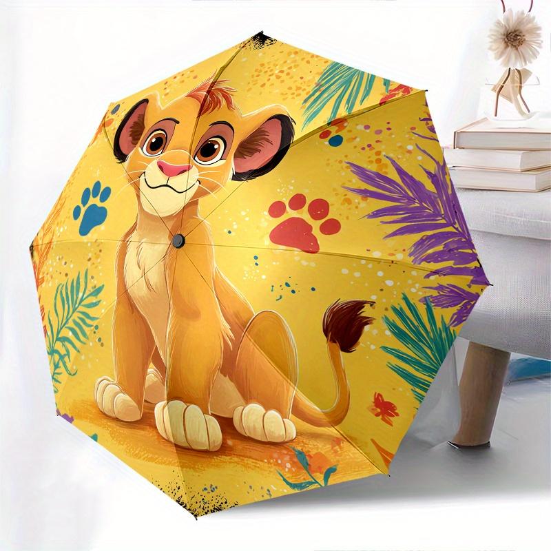 El Rey León de Disney, Simba, Paraguas Plegable Manual de la Jungla, Diseño Plegable Reforzado de 8 Varillas, Ligero