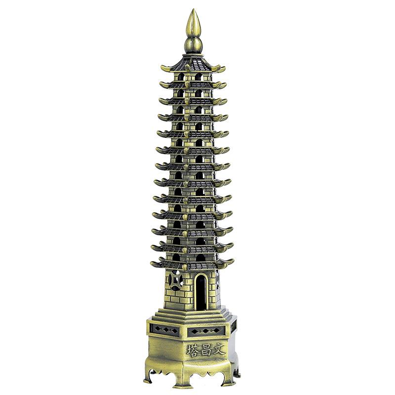 Zinc Alloy 3D Model, Chinese Wenchang Pagoda Tower Crafts, Statue Souvenir, Home Decoration, Metal Handicraft