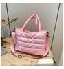 Winter casual lazy wind foreign style portable wide shoulder strap messenger bag women's space cotton embroidery thread large capacity solid color