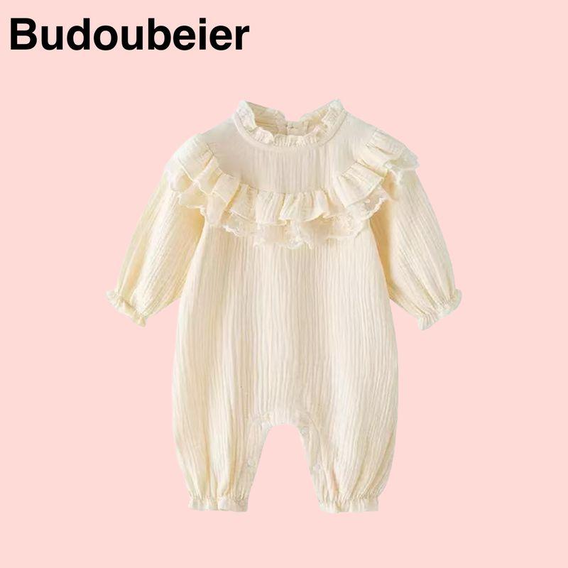 

British Baby Spring and Autumn Clothing, Baby Girl Jumpsuit, Princess Style, Cute and Stylish, Full Moon and Hundred Days Outing Jumpsuit Beige Jumpsuit 73