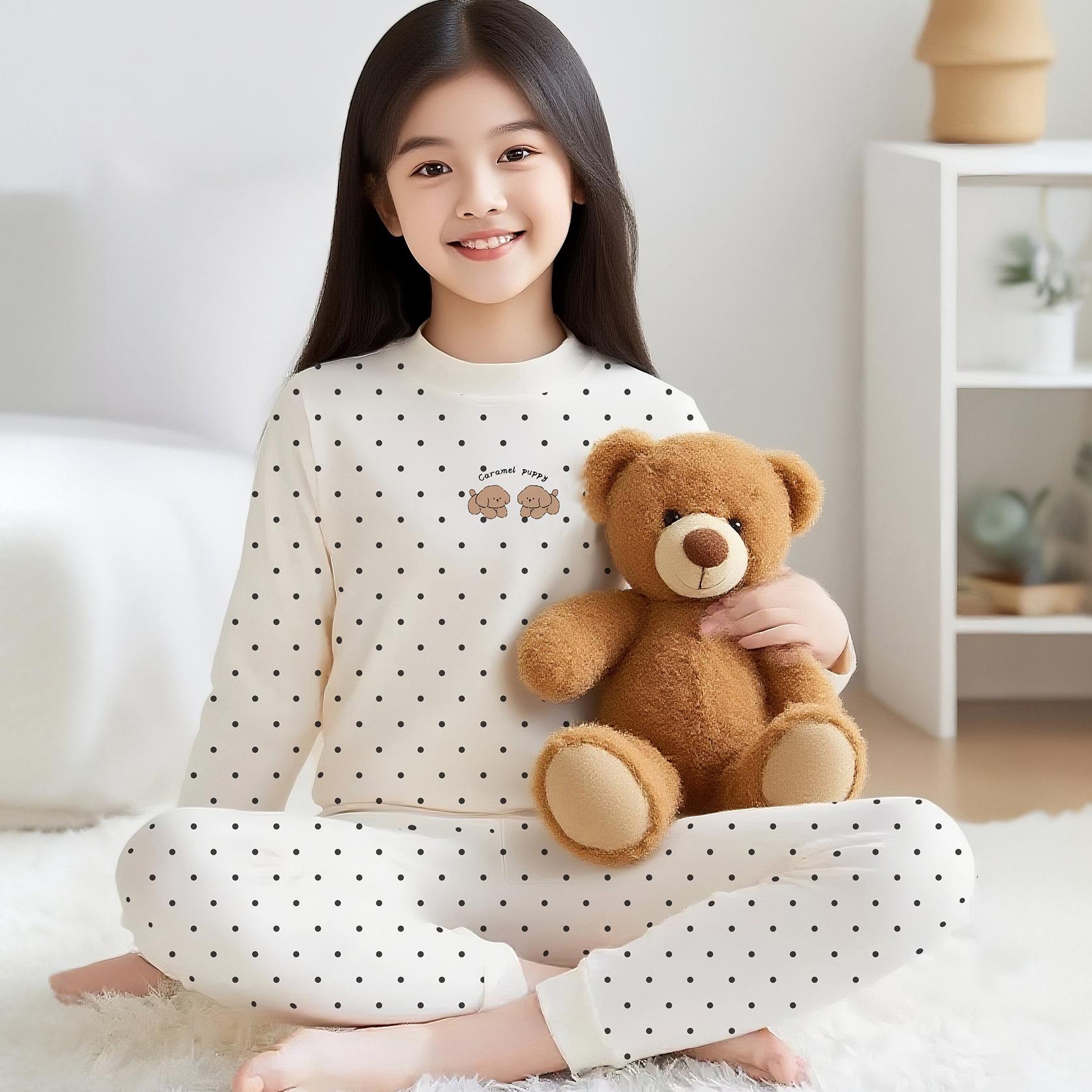 

Maiya Keqiu 100% Cotton Kids Autumn Pajama Set - Boys & Girls Class A Underwear & Trousers Size 90