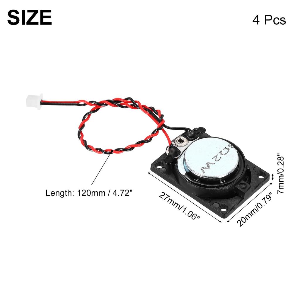 uxcell 4Pcs 2W 8 Ohm Small Speaker Metal Shell Square Internal Micro Magnet Speaker 120mm Mini Speaker with Terminal Wire for DVD EVD Multimedia