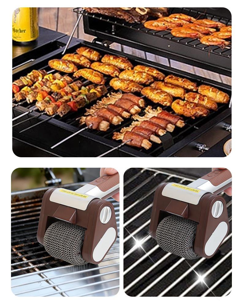 Kabellose Edelstahl-Grillbürste - Lebensmittelgeeigneter Rollenreiniger