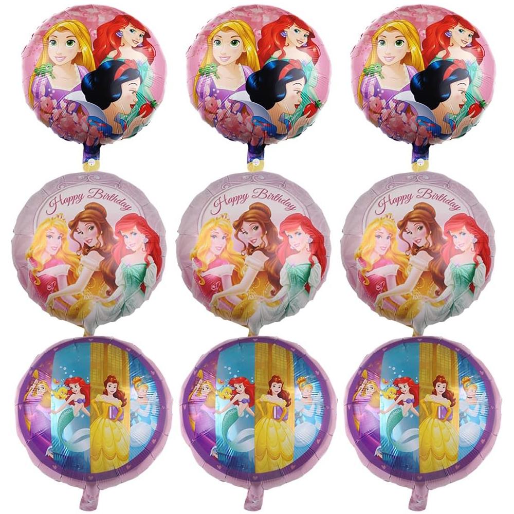9pcs Princess Themed Balloons 18'' Colorful Balloons Birthday Party Decoration