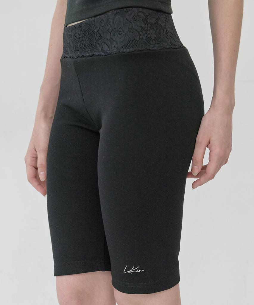 Lekim Lace Waist Leggings (Black)