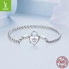 Stylish Versatile Heart Lock Basic Bracelet, Simple Heart-Shaped S925 Silver Diy Bracelet