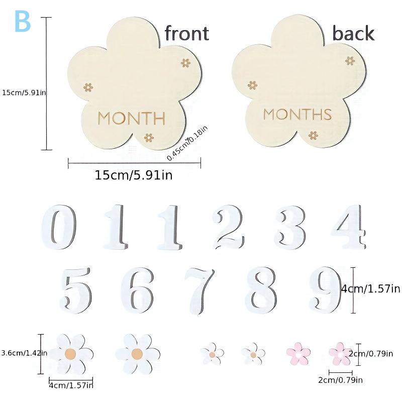 Newborn Flower Photography Accessories Newborn Photography Props Baby Accessories Milestone Wooden Sticker Shooting Props Gifts