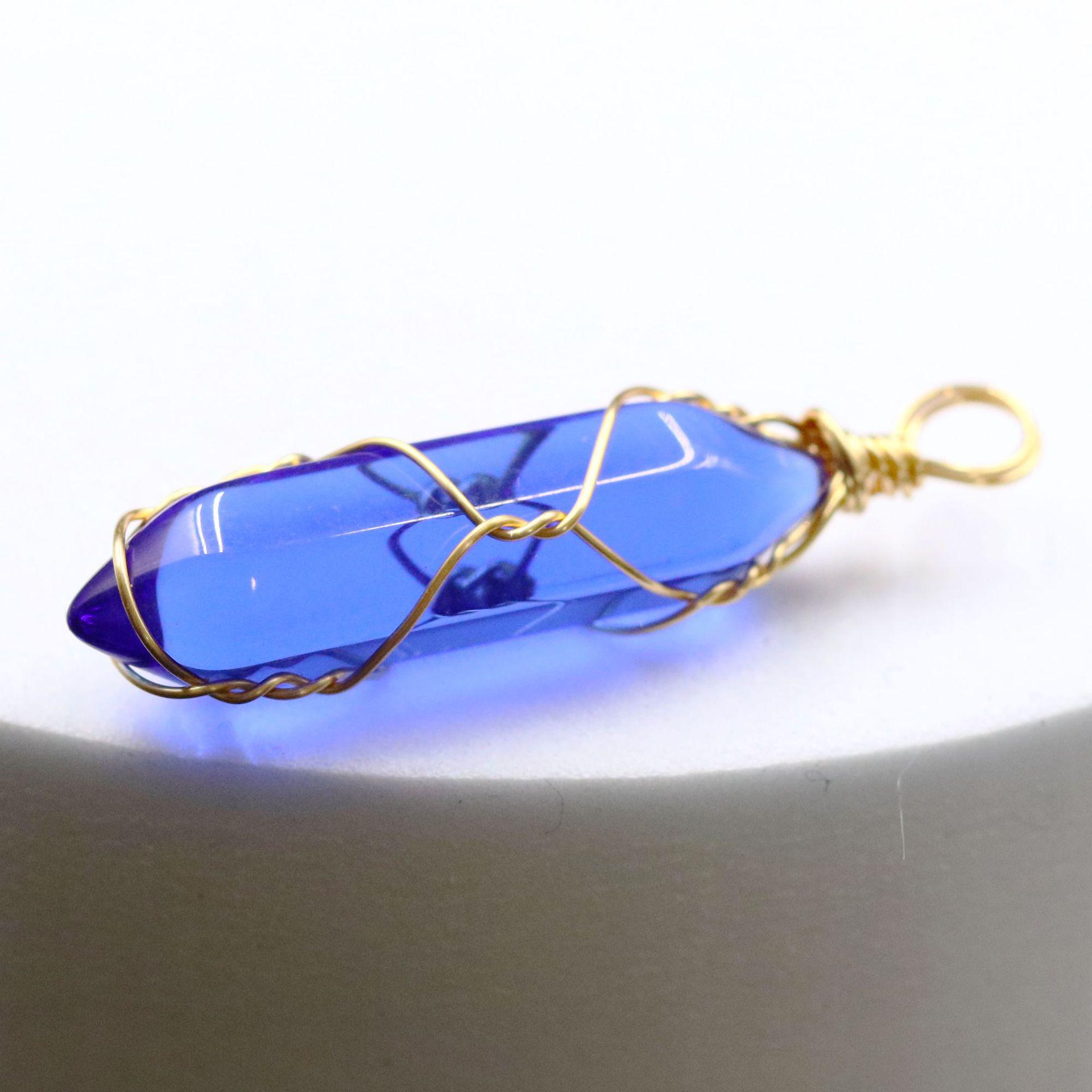 

Handmade Hexagonal Amethyst and Rose Quartz Wire-Wrapped Pendant Necklace Golden Wire Wrap