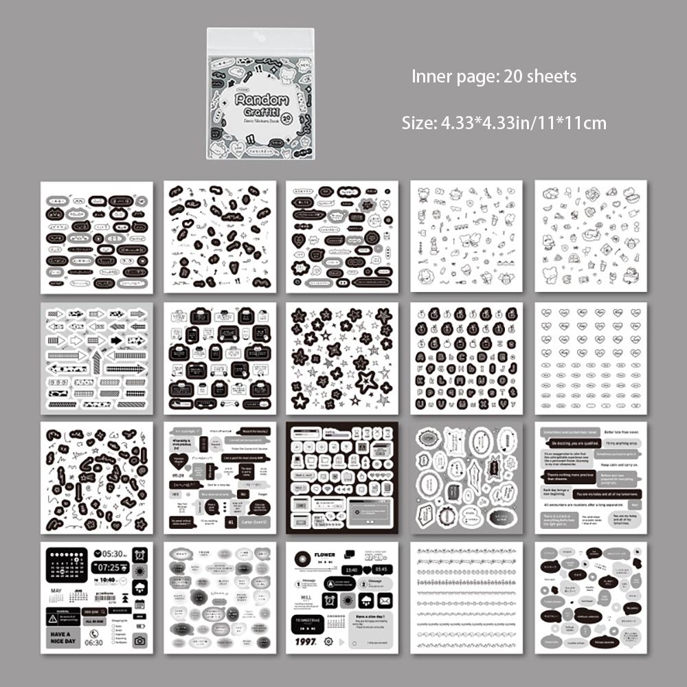 

20 sheets Freehand Graffiti Stickers, Korean Material Handheld Account, Mobile Phone Back Card, DIY Decoration Collar серый