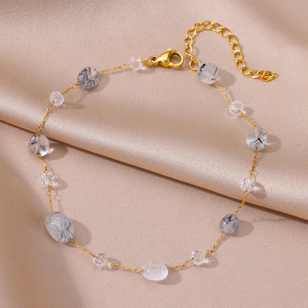Anklets for Women Stainless Steel Stone Beaded Chain Anklet Summer Beach Accessories Boho Leg Bracelets Zircon Tobilleras Mujer