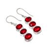 Piękne Kolczyki z Czerwonym Granatem, Kolczyk ze Srebra Próby 925, Ręcznie robione Srebrne Kolczyki Boho Długie, Prezent Zaręczynowy