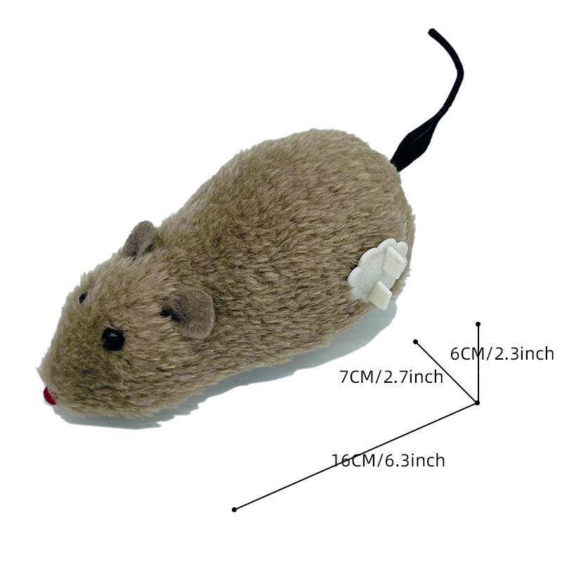 Wind-Up Realistic Furry Mouse Toy for Cats - Stimulates Hunting Instincts