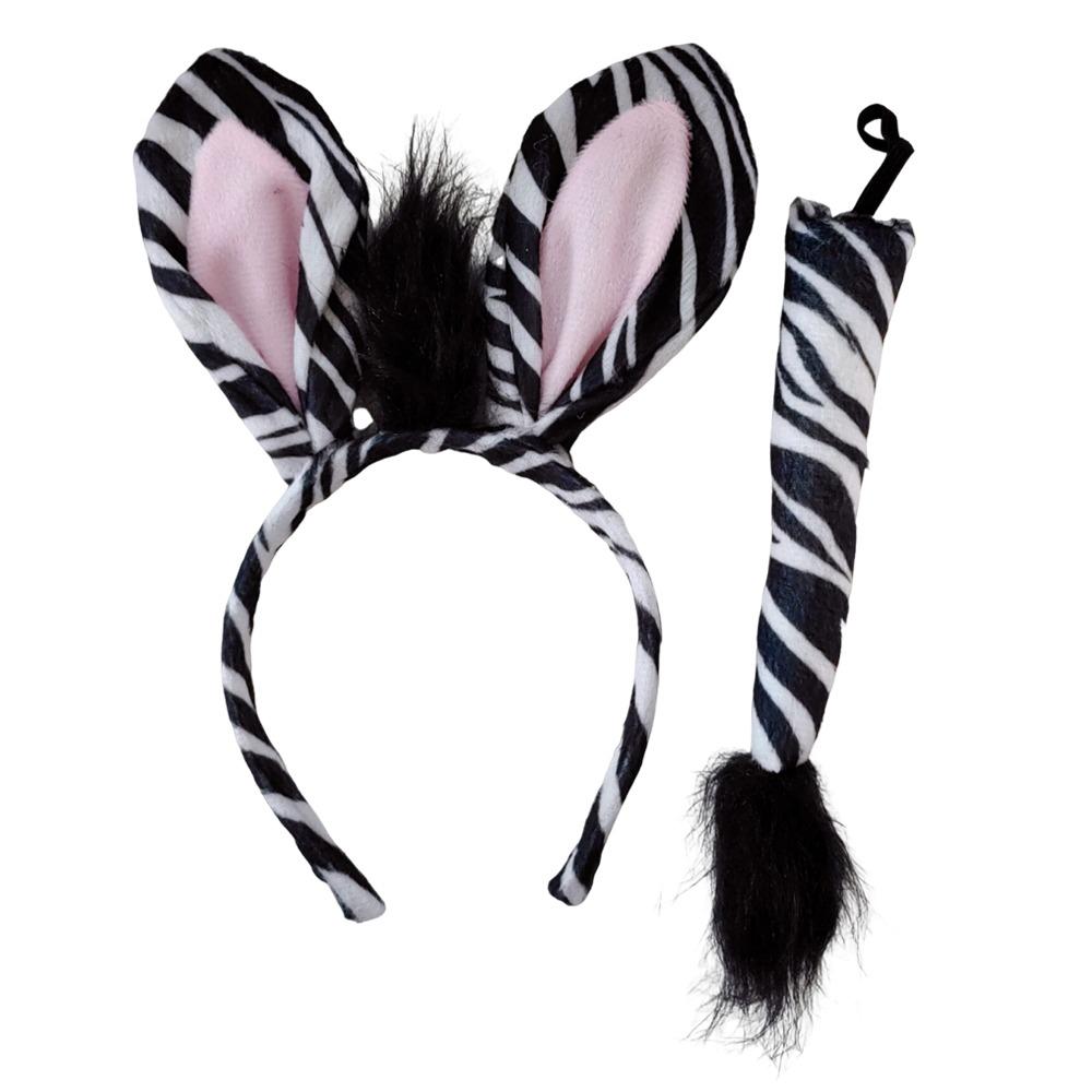Zebra Headband Set Funny Unique Kids Animal Headband Kids Wearable Performance Props Beast Ear Headband Kids Cosplay